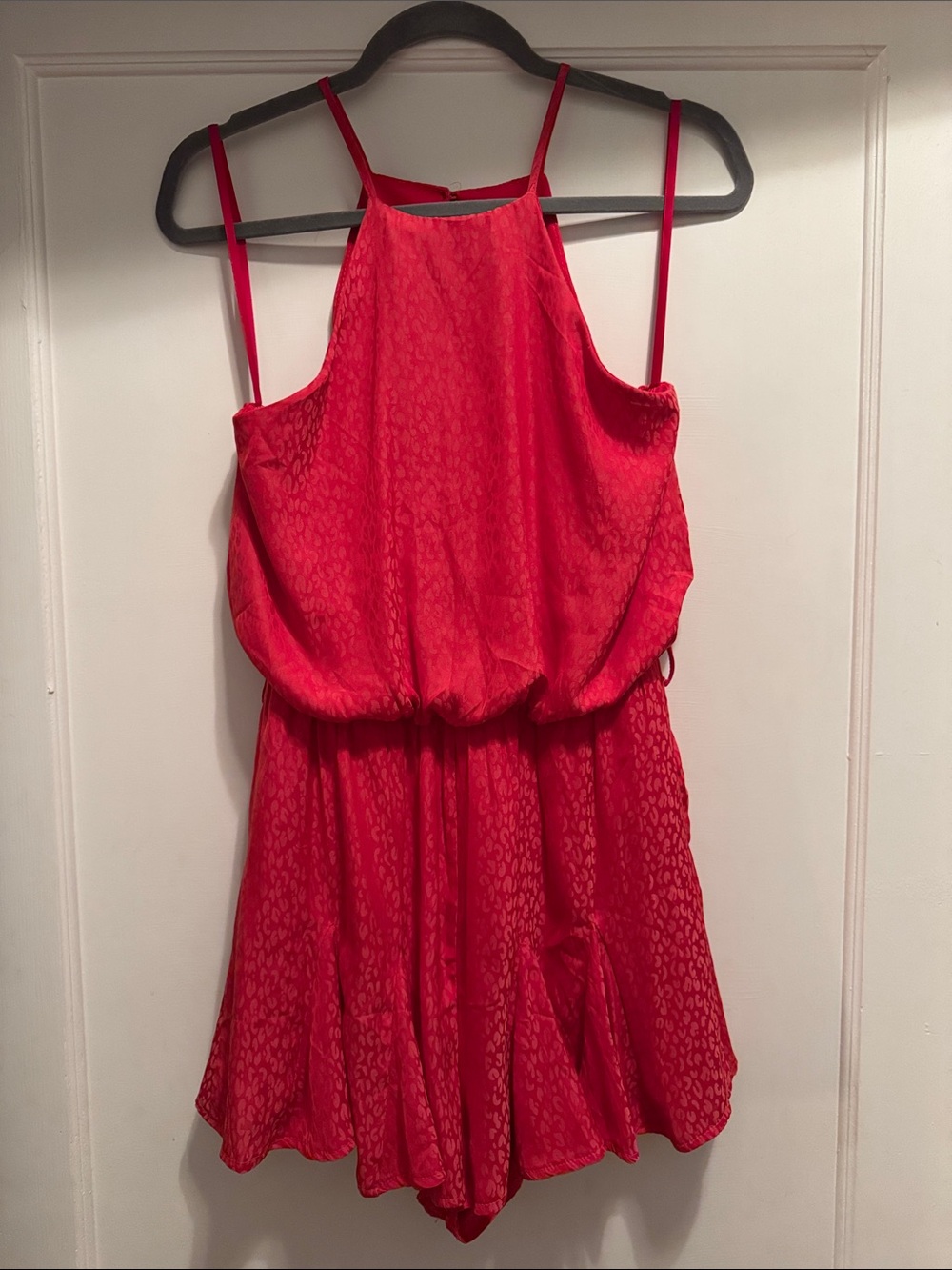 She + Sky Bright Red Sleeveless Halter Romper